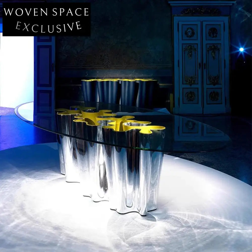 Elegant Modern Fiberglass Glass Top Dining Table for Contemporary Homes