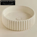 Elegant Modern Fluted Artificial Stone Above Counter Bathroom Lavabo Basin