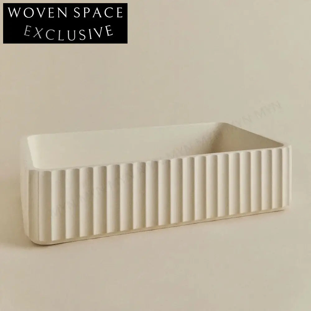 Elegant Modern Fluted Artificial Stone Above Counter Bathroom Lavabo Basin