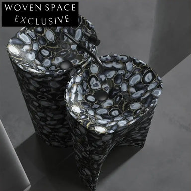 Elegant Modern Freestanding Artificial Stone Bathroom Pedestal Vessel Sink