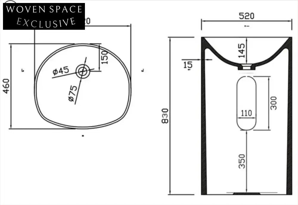 Elegant Modern Freestanding Artificial Stone Bathroom Pedestal Vessel Sink