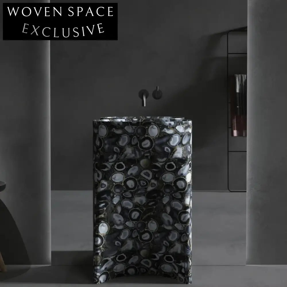 Elegant Modern Freestanding Artificial Stone Bathroom Pedestal Vessel Sink