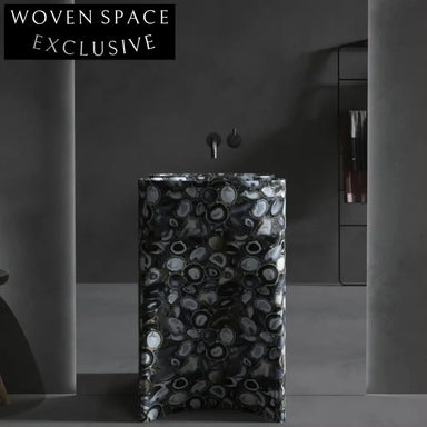 Elegant Modern Freestanding Artificial Stone Bathroom Pedestal Vessel Sink