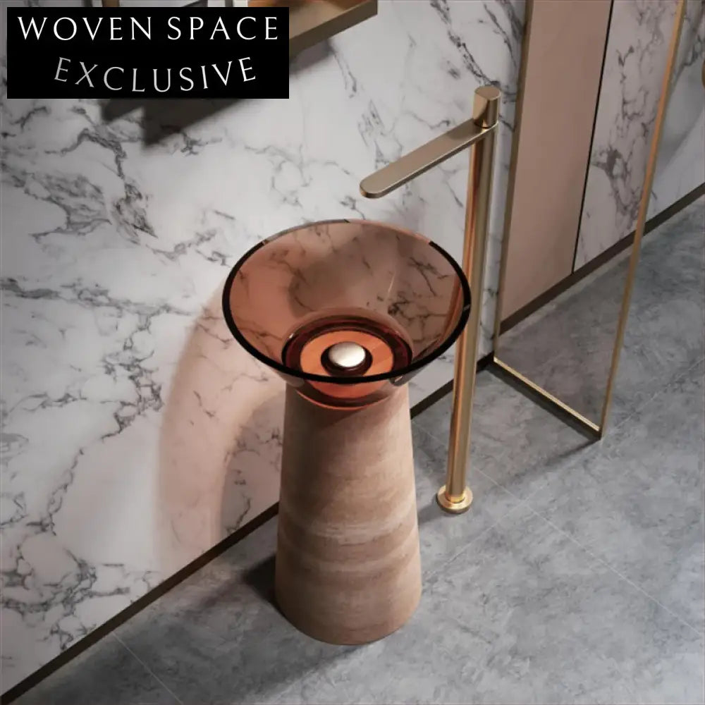 Elegant Modern Freestanding Artificial Stone Pedestal Bathroom Basin for Stylish Homes