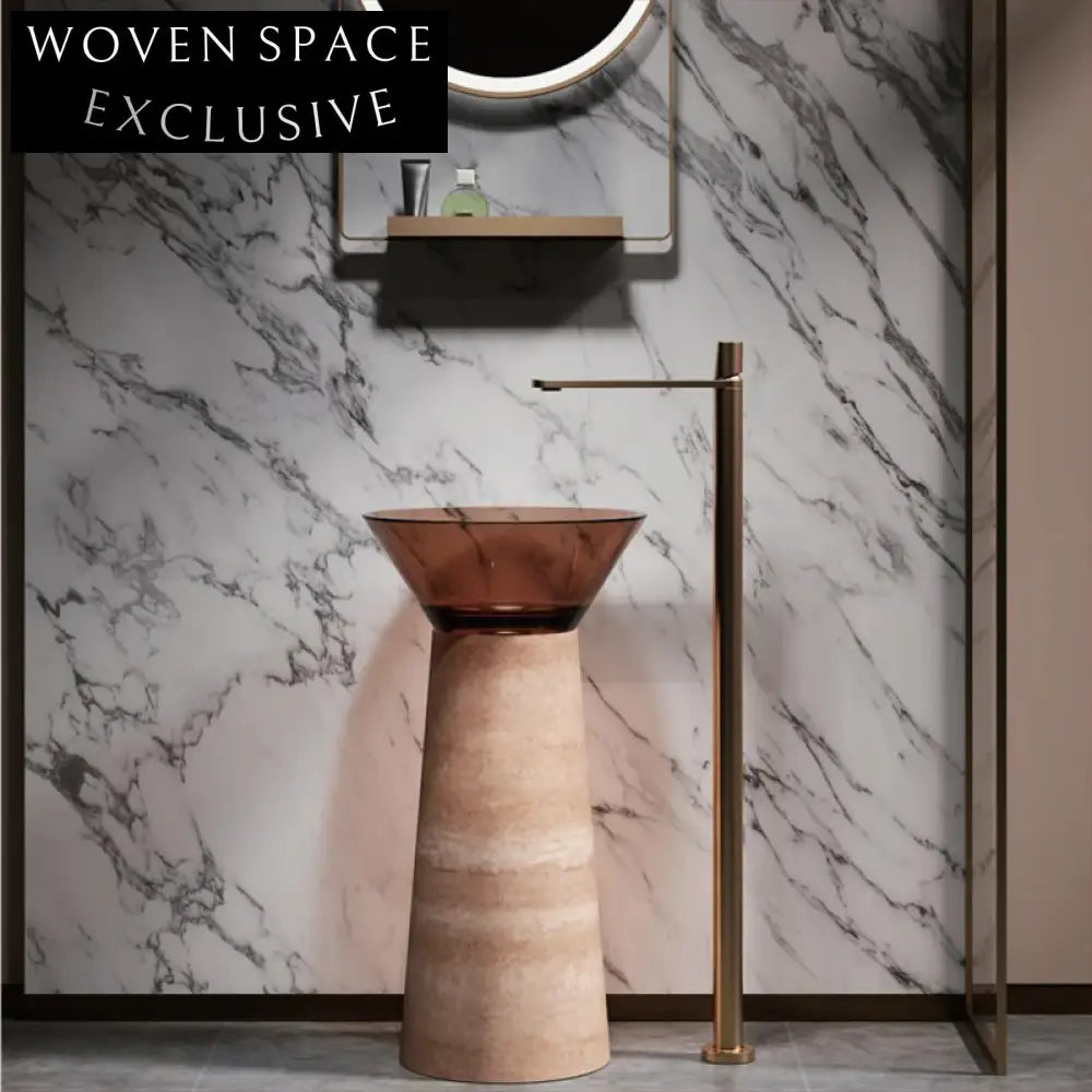 Elegant Modern Freestanding Artificial Stone Pedestal Bathroom Basin for Stylish Homes