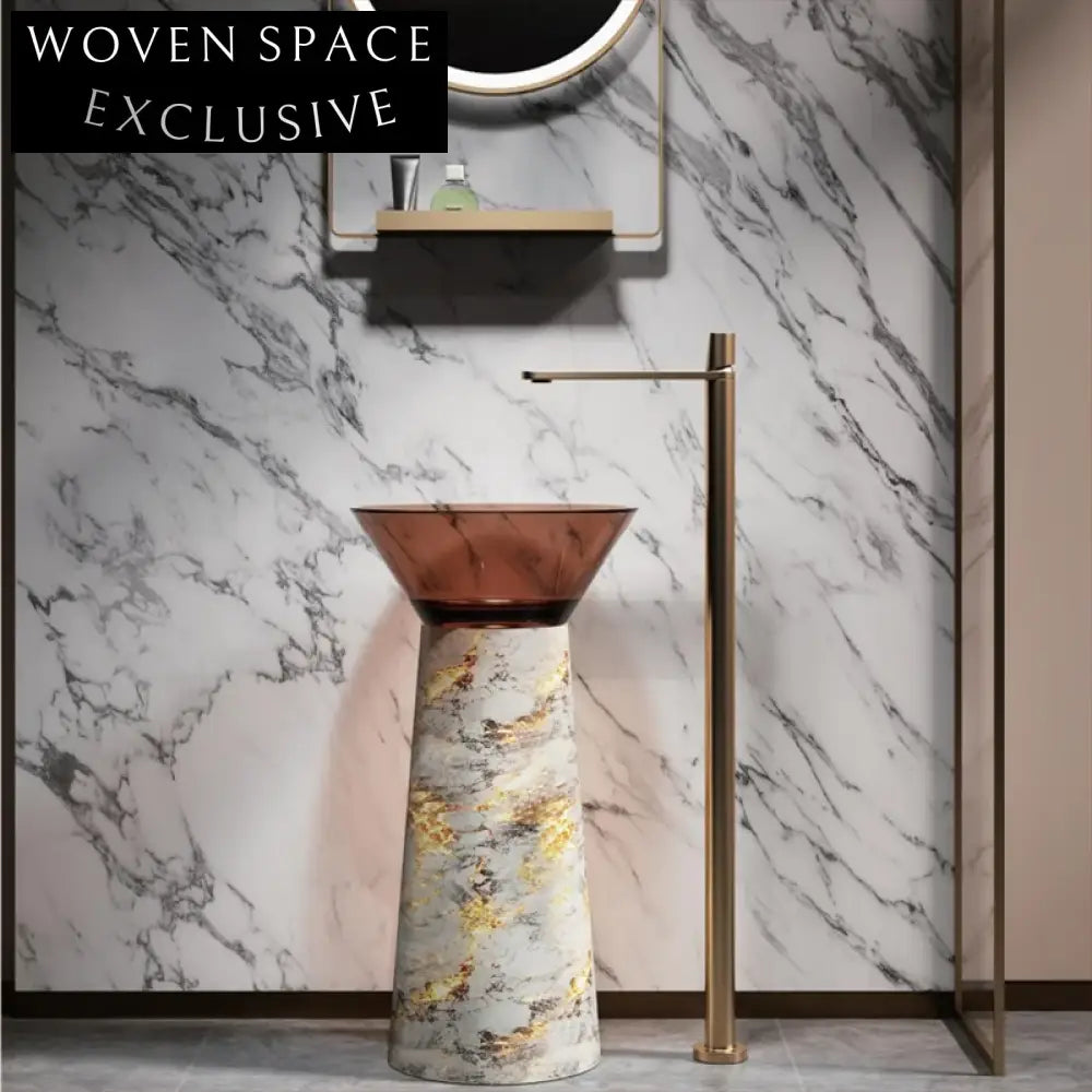 Elegant Modern Freestanding Artificial Stone Pedestal Bathroom Basin for Stylish Homes