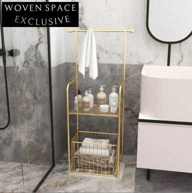 Elegant Modern Freestanding Marble Iron Gold Bathroom Toilet Towel Rack Holder Shelf