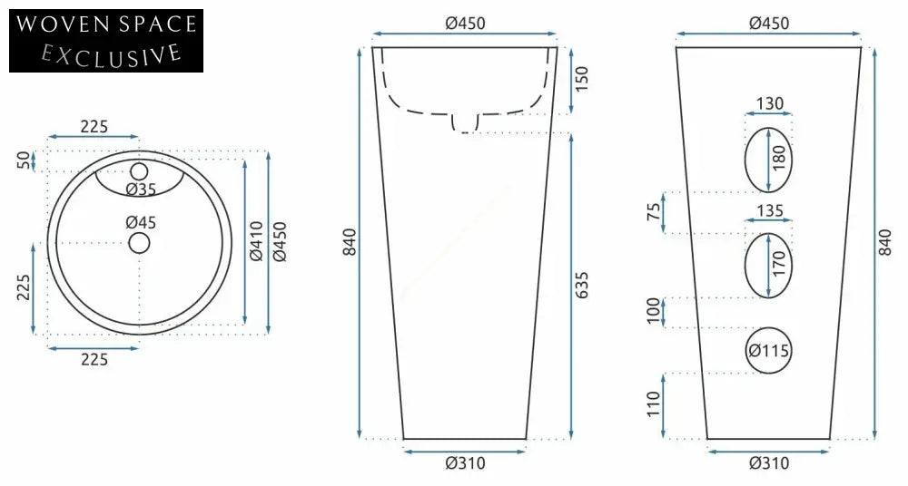 Elegant Modern Freestanding Pedestal Bathroom Sink with Marble Design Ceramic
