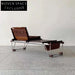 Elegant Modern Genuine Leather Bench with Integrated Side Table for Living Room