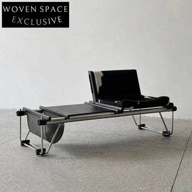 Elegant Modern Genuine Leather Bench with Integrated Side Table for Living Room