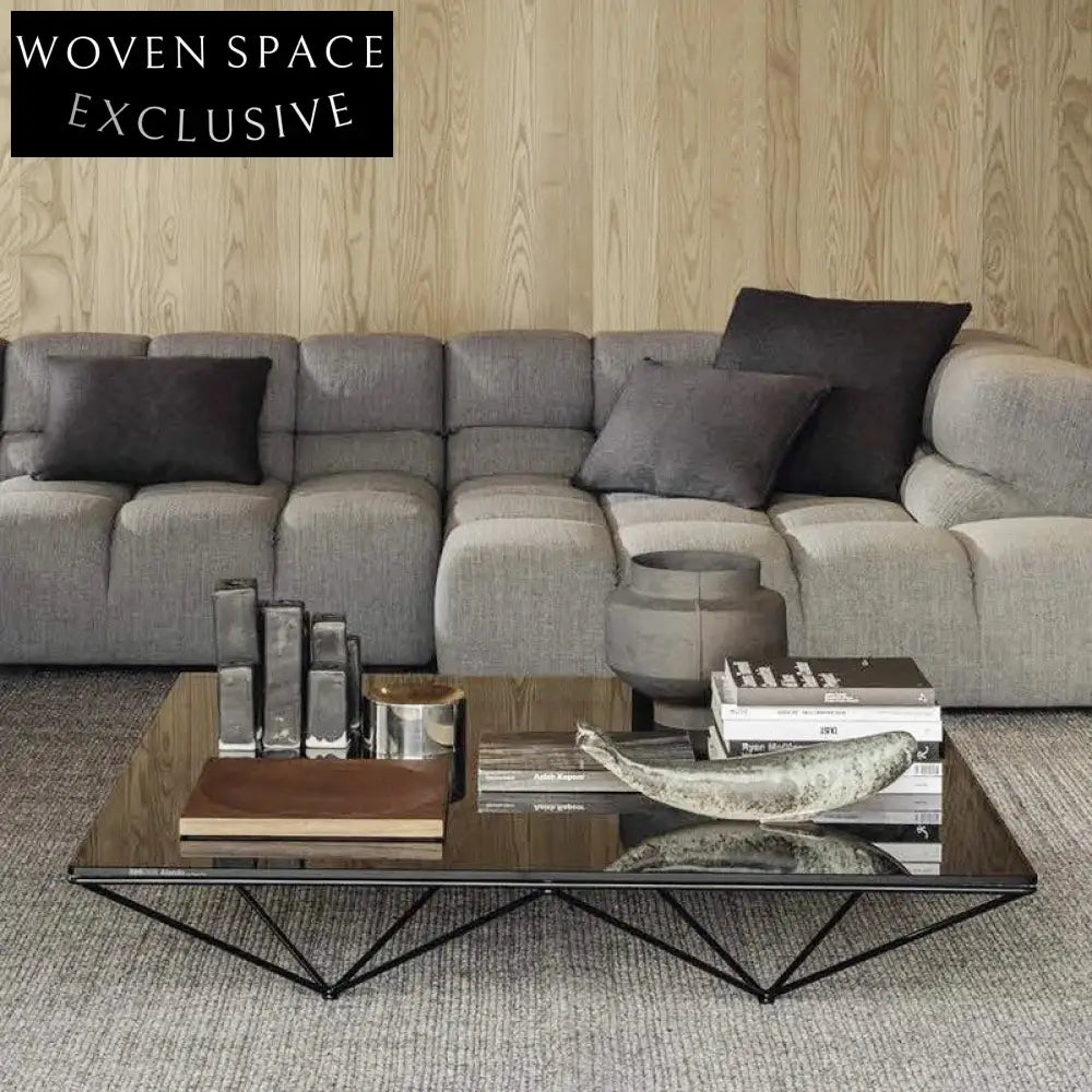 Elegant Modern Glass Top Coffee Table with Stainless Steel Base