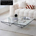 Elegant Modern Glass Top Coffee Table with Stainless Steel Base