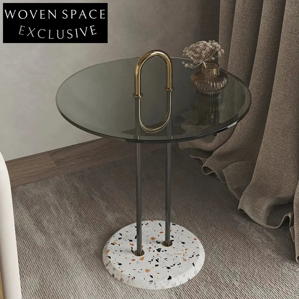 Elegant Modern Glass Top Coffee Table with Stainless Steel Marble Base