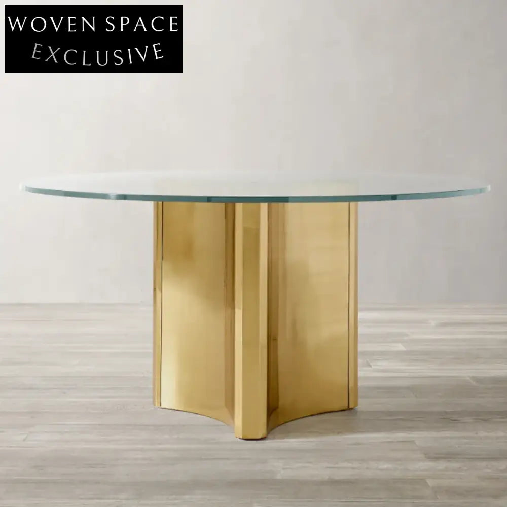 Elegant Modern Glass Top Dining Table with Metal Base for Dining Room