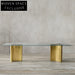 Elegant Modern Glass Top Dining Table with Metal Base for Dining Room