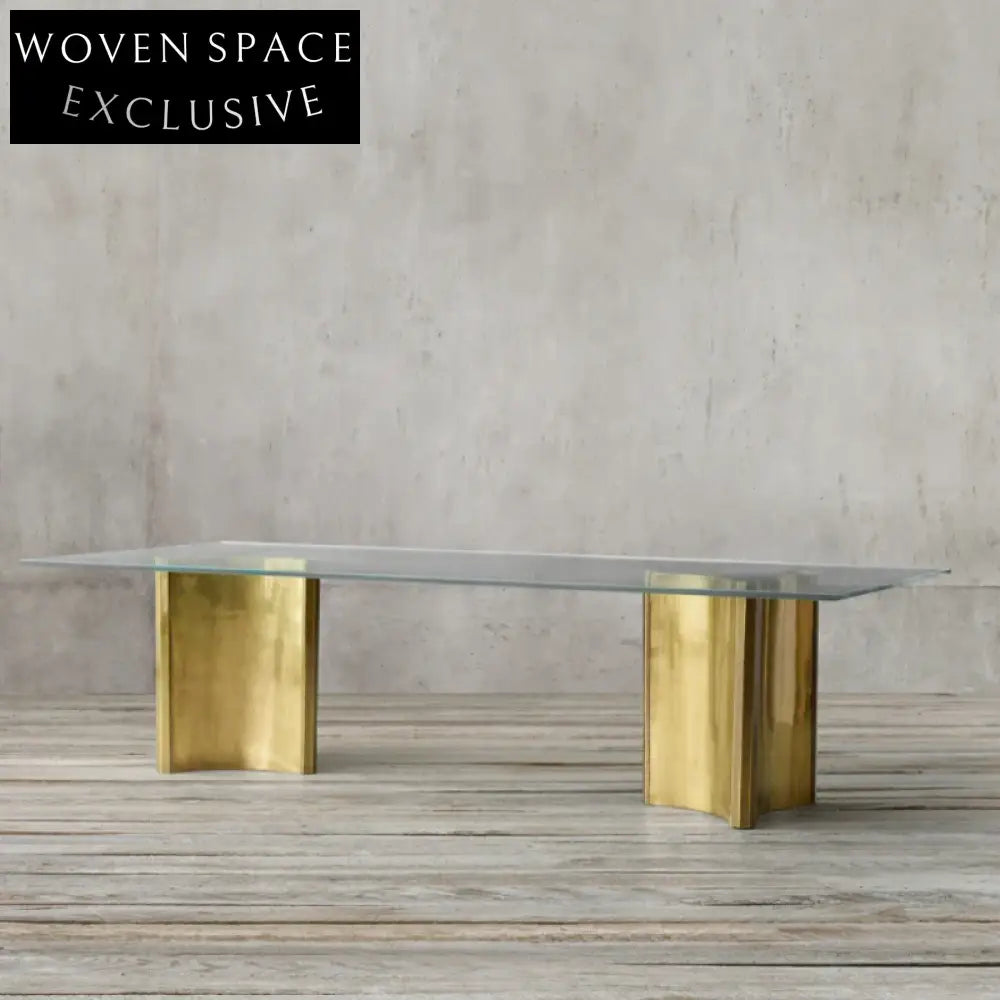 Elegant Modern Glass Top Dining Table with Metal Base for Dining Room