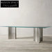 Elegant Modern Glass Top Dining Table with Metal Base for Dining Room
