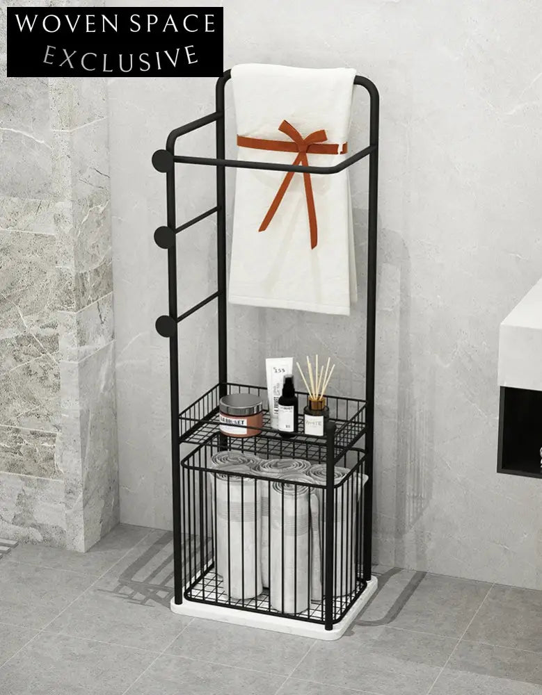 Elegant Modern Gold 3-Tier Freestanding Stainless Steel Towel Rack with Marble Base