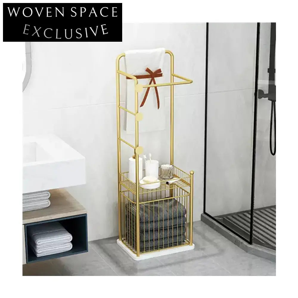 Elegant Modern Gold 3-Tier Freestanding Stainless Steel Towel Rack with Marble Base