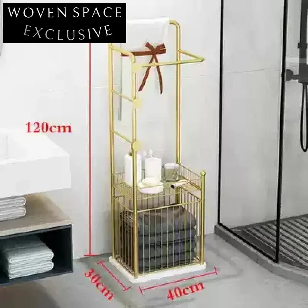 Elegant Modern Gold 3-Tier Freestanding Stainless Steel Towel Rack with Marble Base