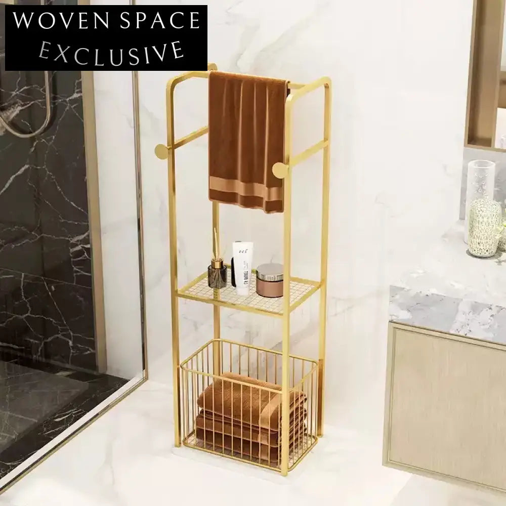 Elegant Modern Gold 3-Tier Freestanding Stainless Steel Towel Rack with Marble Base