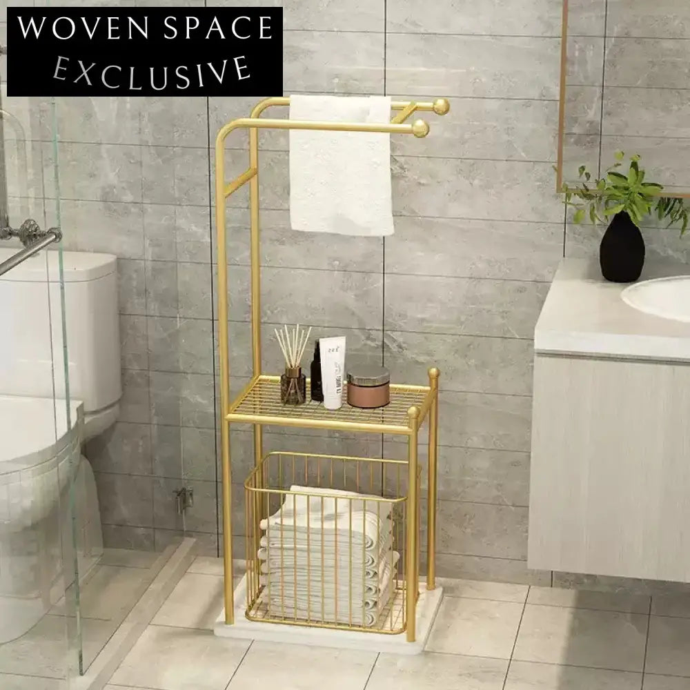Elegant Modern Gold 3-Tier Freestanding Stainless Steel Towel Rack with Marble Base