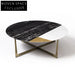 Elegant Modern Gold Base Marble Top Round Coffee Table