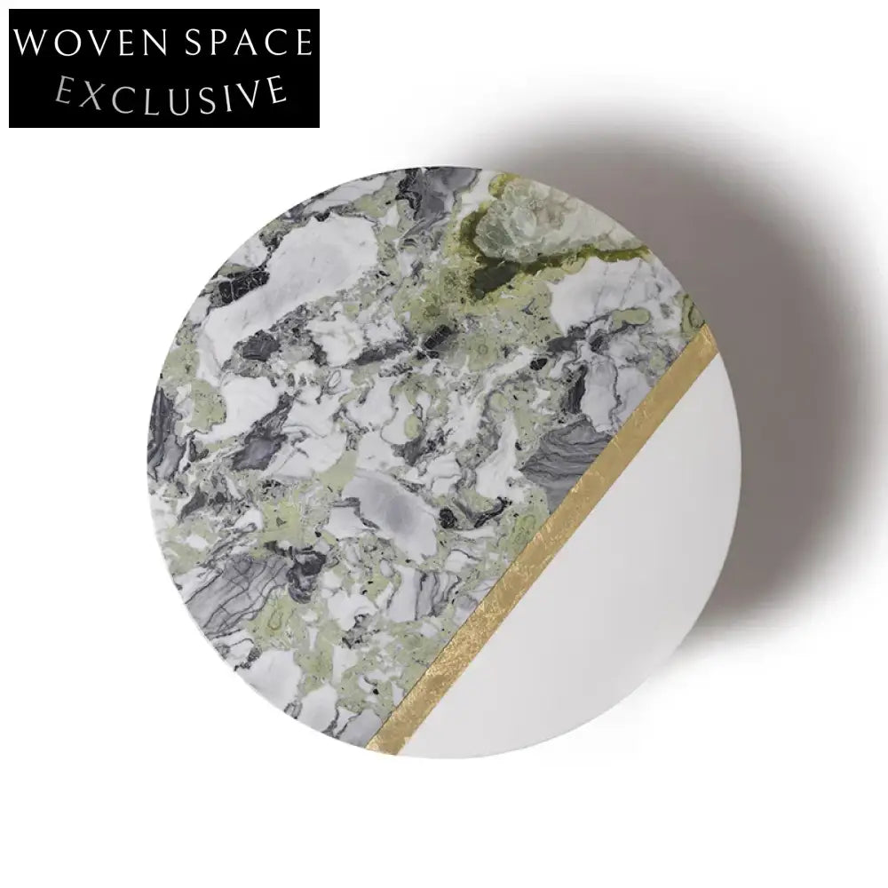 Elegant Modern Gold Base Marble Top Round Coffee Table