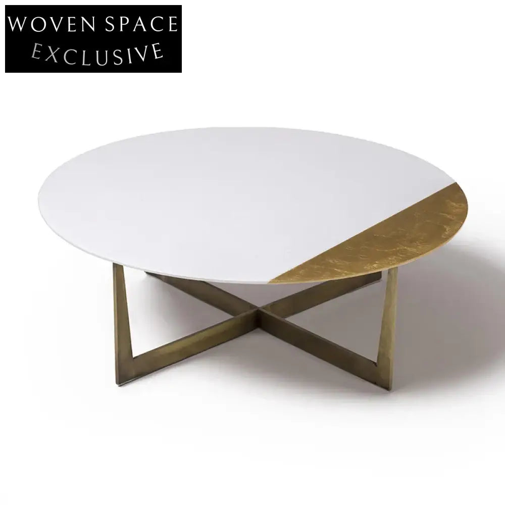 Elegant Modern Gold Base Marble Top Round Coffee Table