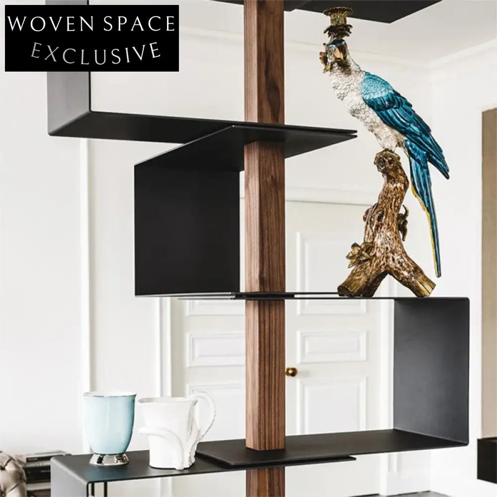 Elegant Modern Gold Metal Tall Display Shelf for Living Room Bookcase