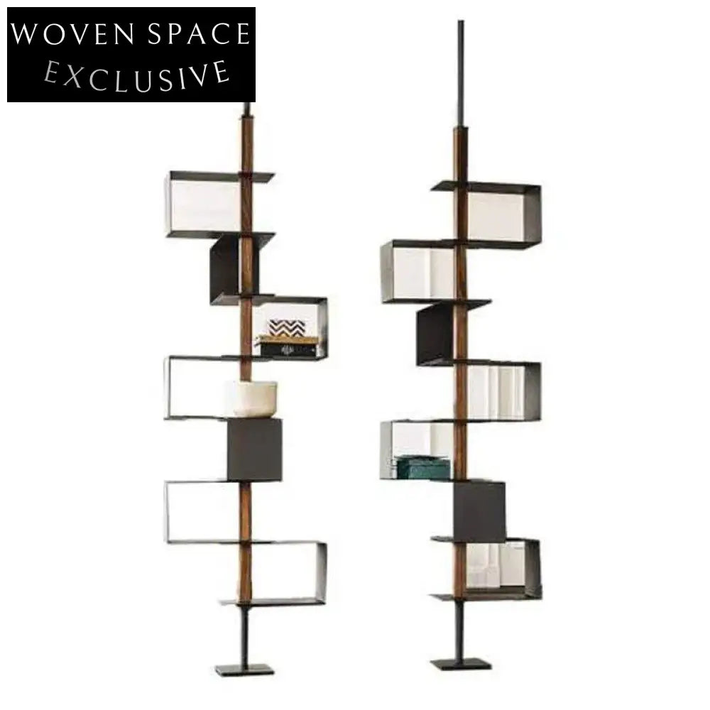 Elegant Modern Gold Metal Tall Display Shelf for Living Room Bookcase