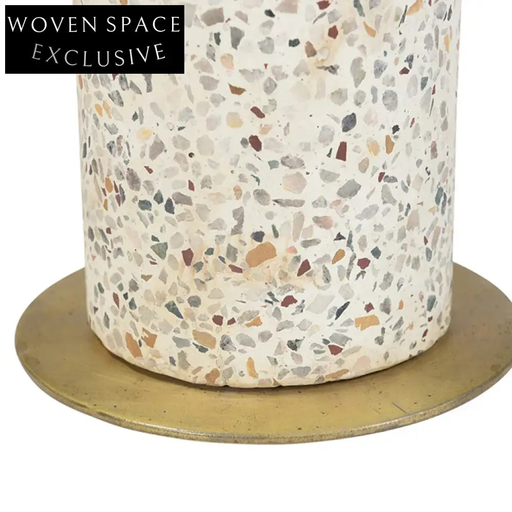 Elegant Modern Gold Plated Terrazzo Base Round Living Room Accent Coffee Table