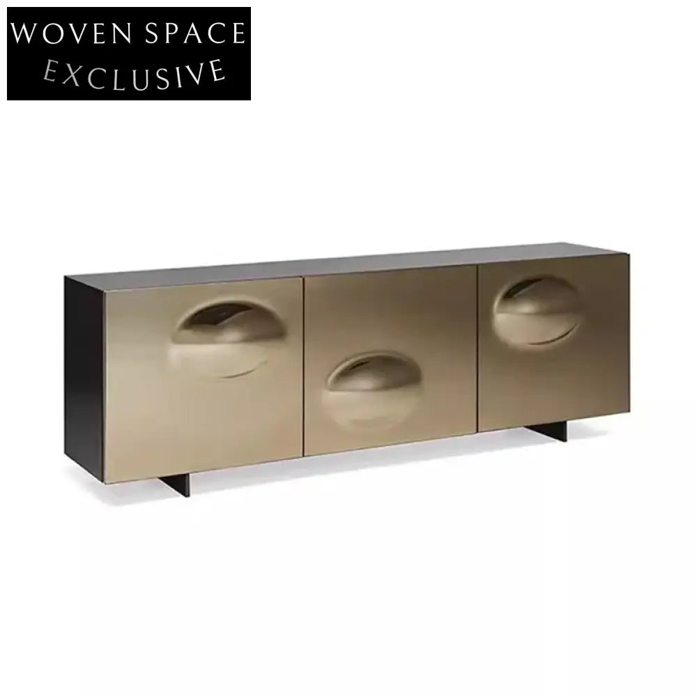 Elegant Modern Gold Silver 3-Door Console Cabinet for Living Room Hallway Storage