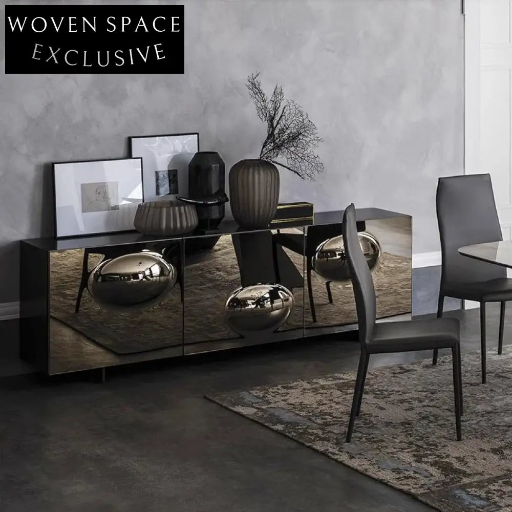 Elegant Modern Gold Silver 3-Door Console Cabinet for Living Room Hallway Storage