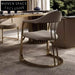 Elegant Modern Gold Stainless Steel White Faux Leather Armrest Dining Chair