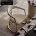 Elegant Modern Gold Stainless Steel White Faux Leather Armrest Dining Chair