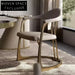 Elegant Modern Gold Stainless Steel White Faux Leather Armrest Dining Chair