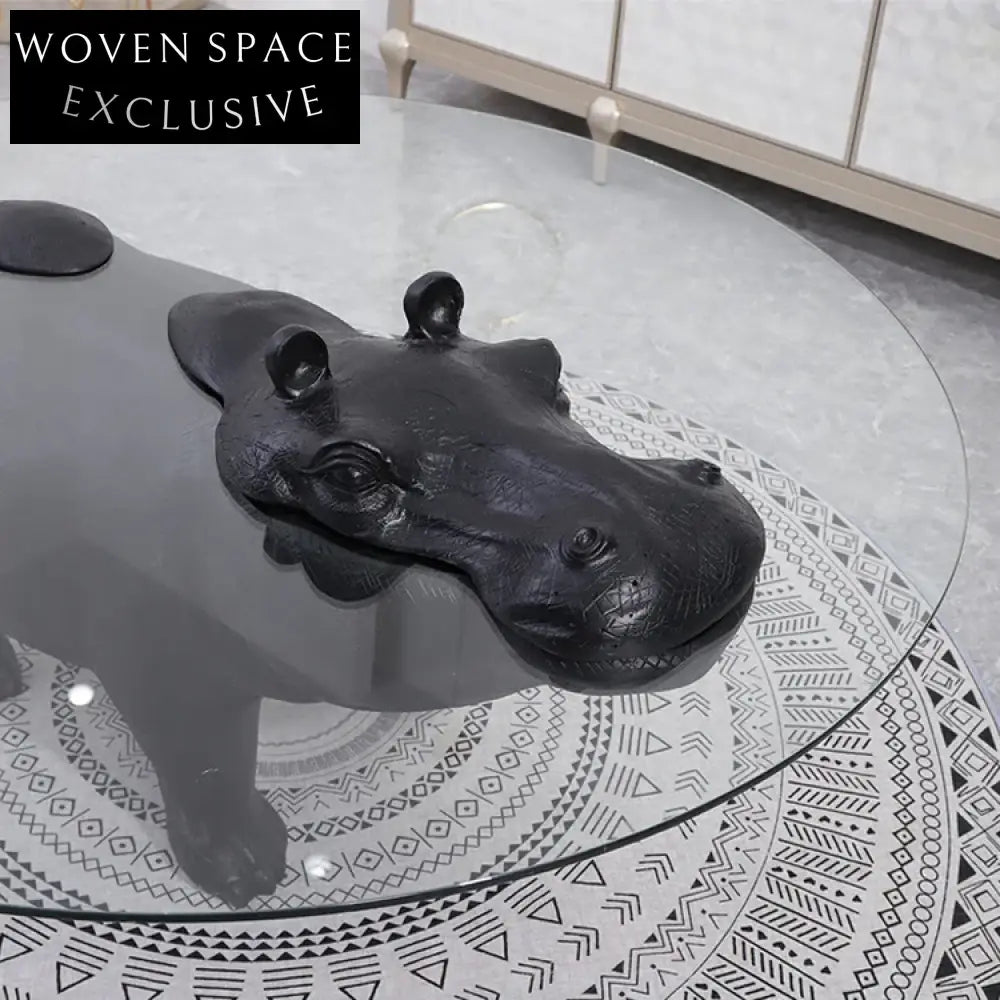 Elegant Modern Hippo Coffee Table: Luxury Glass Top, Durable FRP Base