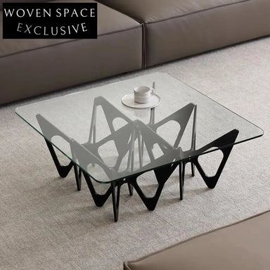 Elegant Modern Italian Design Square Glass Coffee Table for Living Room