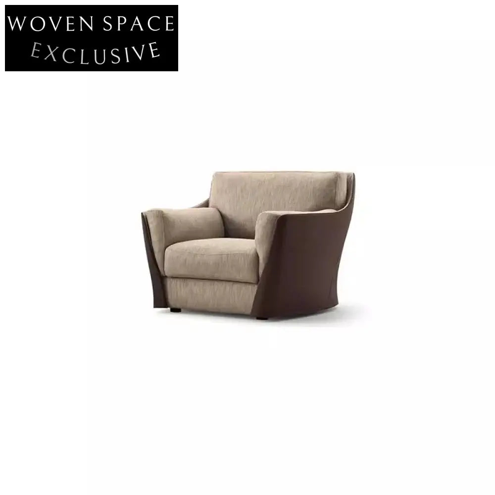 Elegant Modern Italian Leather Sofa Set for Luxury Hotel Villa Living Room Seating