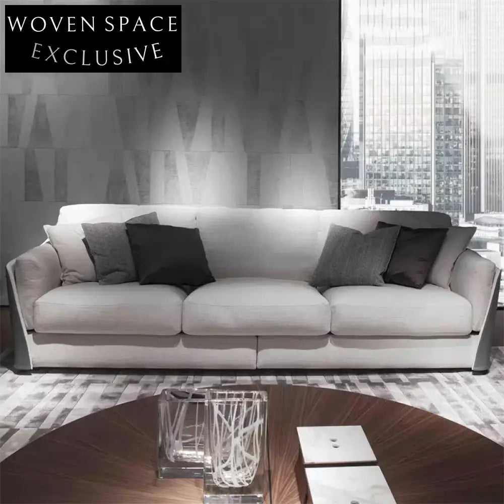 Elegant Modern Italian Leather Sofa Set for Luxury Hotel Villa Living Room Seating