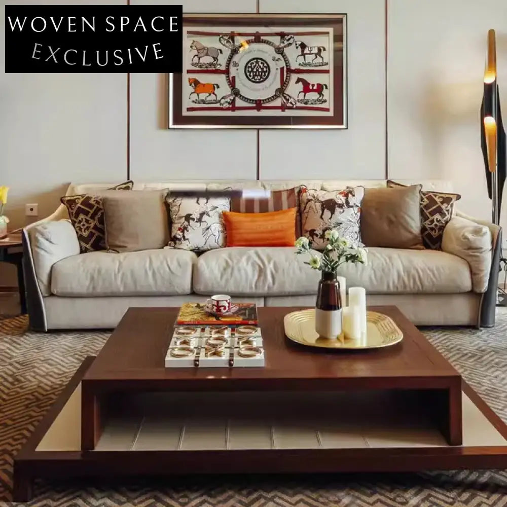 Elegant Modern Italian Leather Sofa Set for Luxury Hotel Villa Living Room Seating