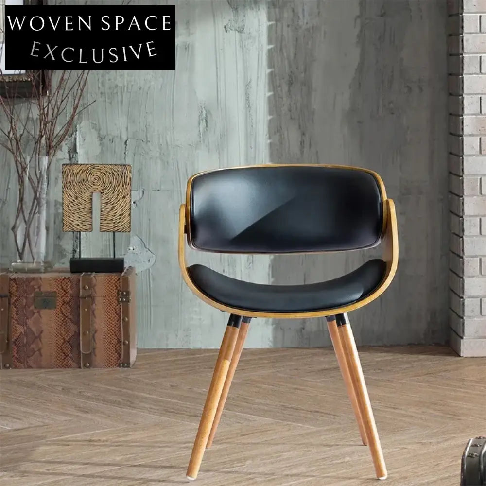 Elegant Modern Leather Upholstered Designer Indoor Outdoor Dining Chair