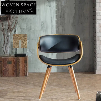 Elegant Modern Leather Upholstered Designer Indoor Outdoor Dining Chair