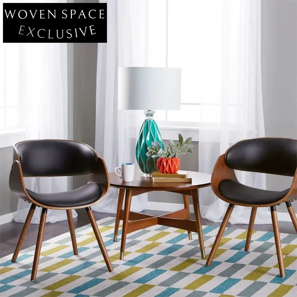 Elegant Modern Leather Upholstered Designer Indoor Outdoor Dining Chair