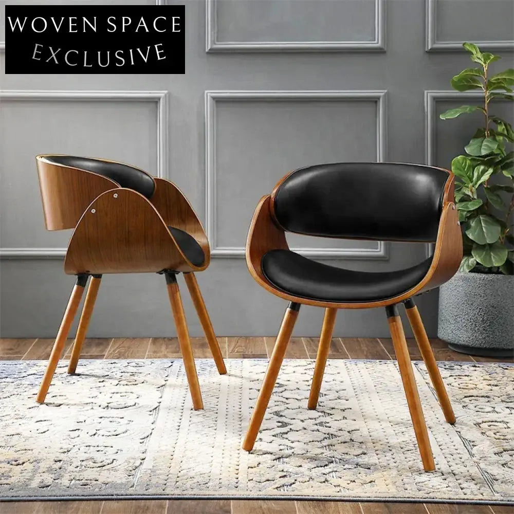 Elegant Modern Leather Upholstered Designer Indoor Outdoor Dining Chair