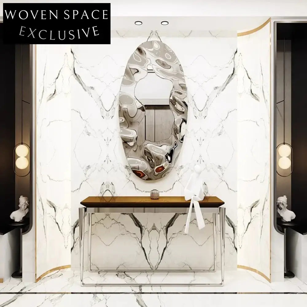 Elegant Modern Luxury Corrugated Mirror Metal Wall Art Decor