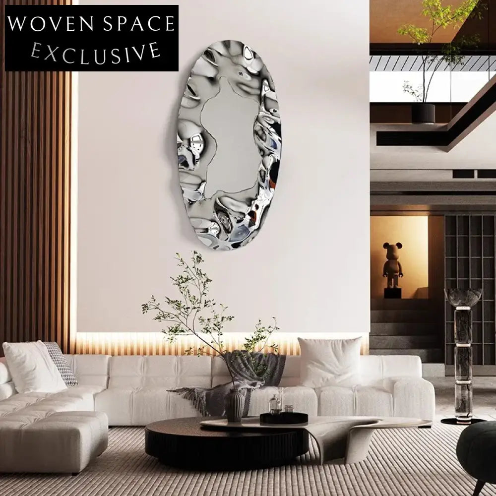 Elegant Modern Luxury Corrugated Mirror Metal Wall Art Decor