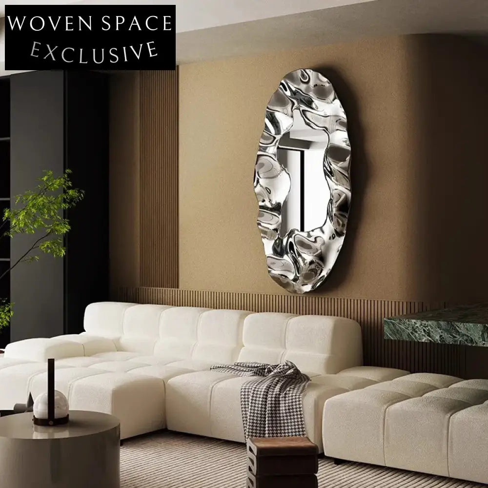 Elegant Modern Luxury Corrugated Mirror Metal Wall Art Decor