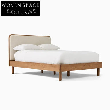 Elegant Modern Luxury Upholstered King Queen Size Bed Solid Oak Wood Frame Bedroom Furniture